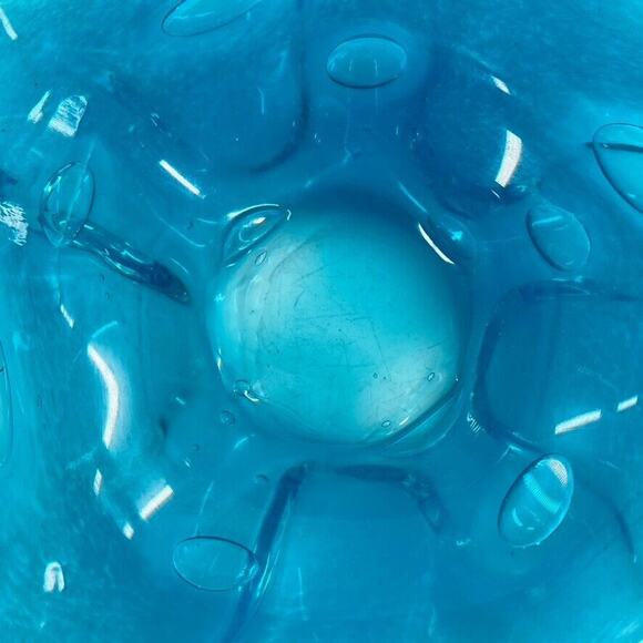 Vintage Art Glass Bowl Ashtray Blue Turquoise‎ Star Shaped Hand Blown - Picture 6 of 7